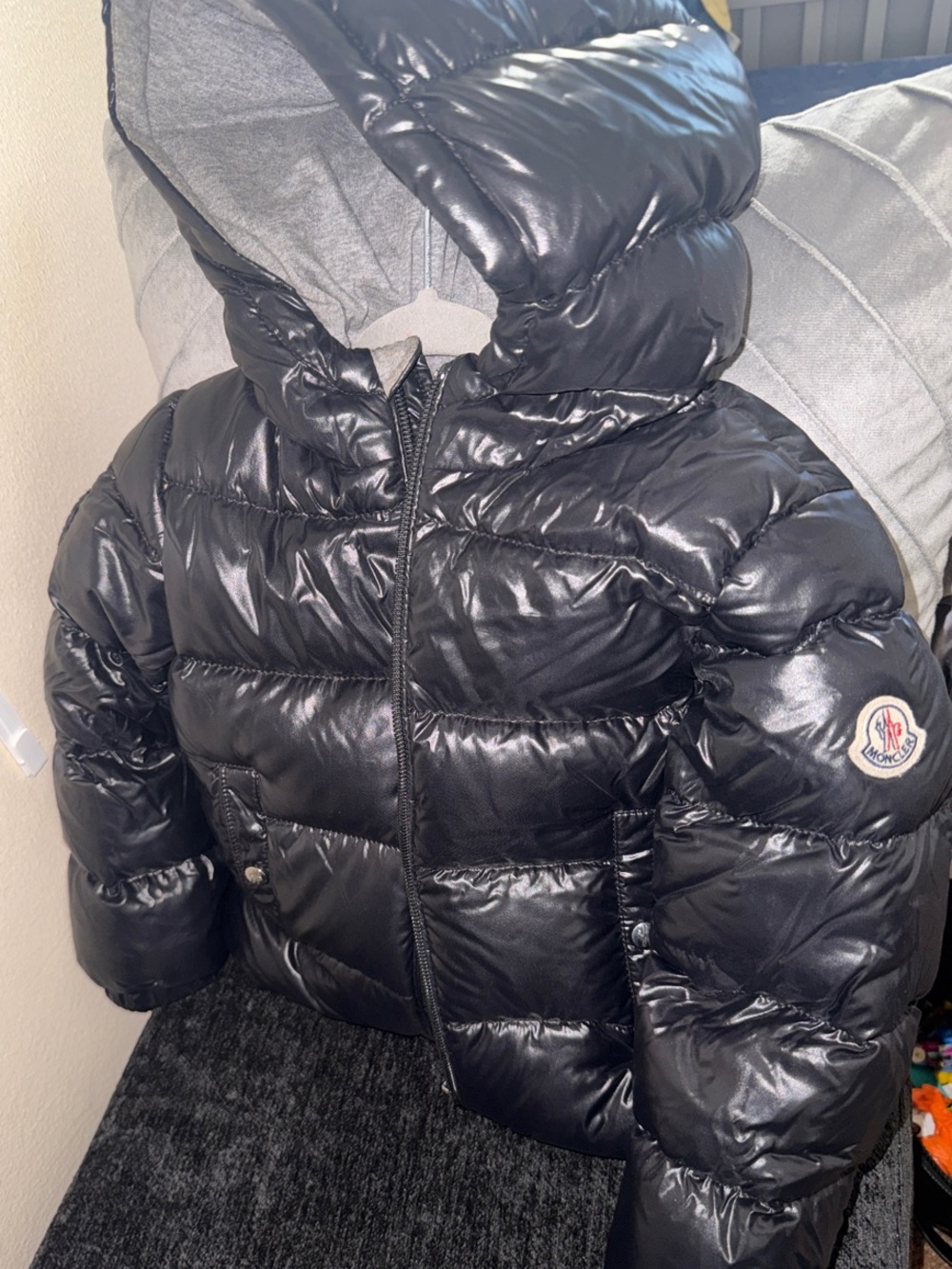 Limited Edition Moncler x Spider-Man. Black Hooded Puffer Jacket | Size: 3T